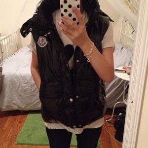 MONCLER black feather vest